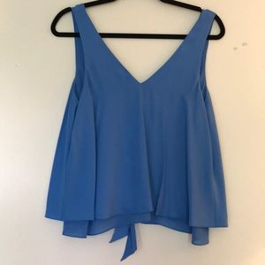 Parker Silk Periwinkle Blue Bow TieBack Flowy Tank